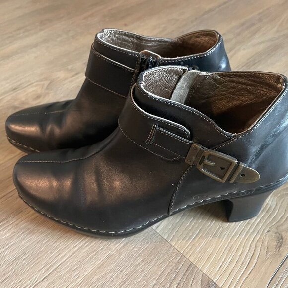 Josef Seibel Shoes - Josef Seibel Black Leather Ankle Heels Booties Side Zip Women’s Size 39/8